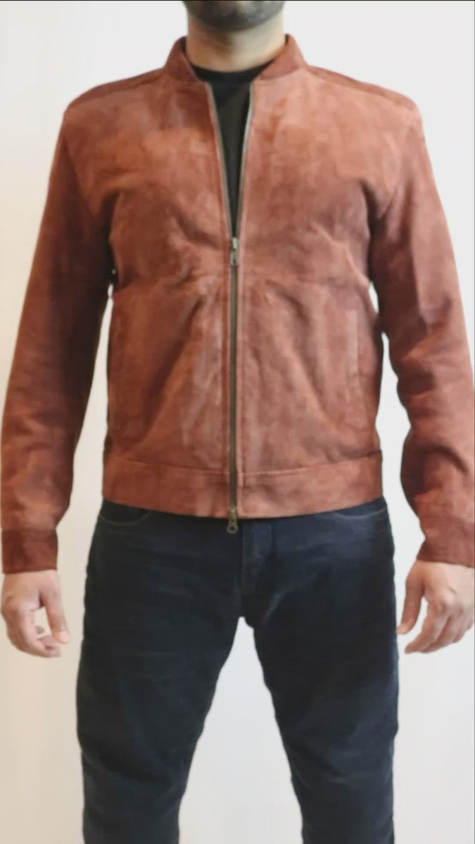 Goatskin Suede Leather Rusty Brown Jacket